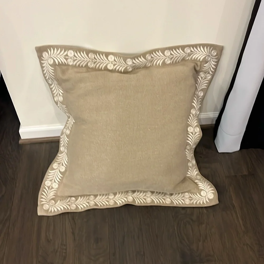 Ralph Lauren Braedyn Dark Natural Linen Floor Throw Pillow 22”x22” new